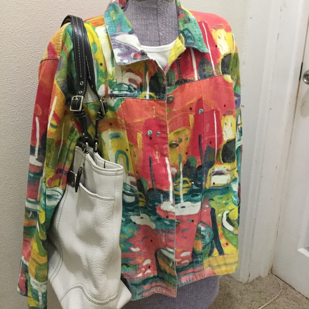 Wearable Art Sailboat Themed Jean Jacket